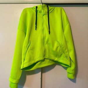 Zara, Neon Yellow Zip-up Hoodie, Size M
